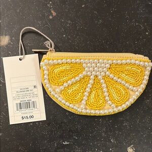 Yellow Beaded Citrus Clutch